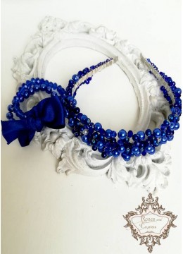 Кристална диадема за абитуриентка в кралско синьо модел Royal Blue Rose by Rosie Concept